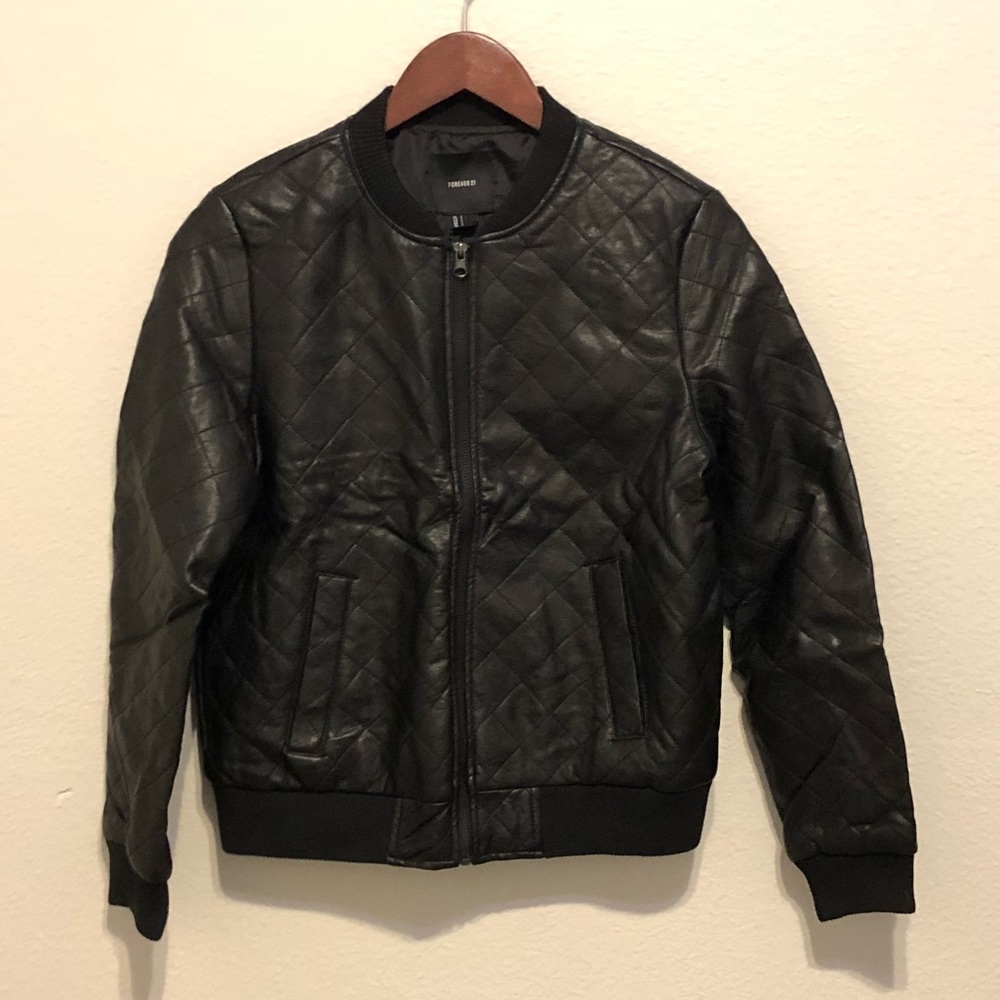 Forever 21 Faux Leather Bomber Jacket